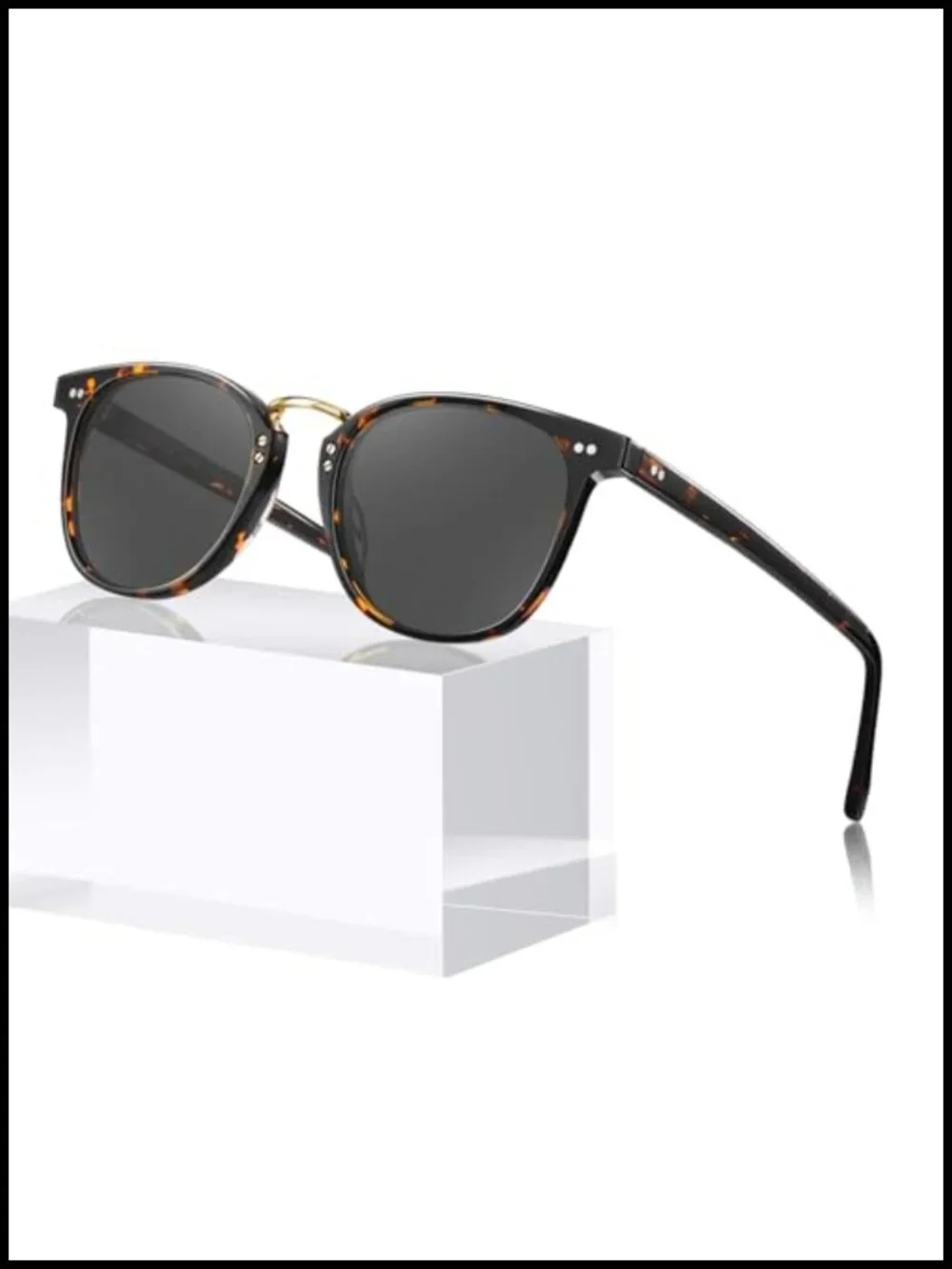 Acetate Polarized Sunglasses UV Protection Retro Square Frame
